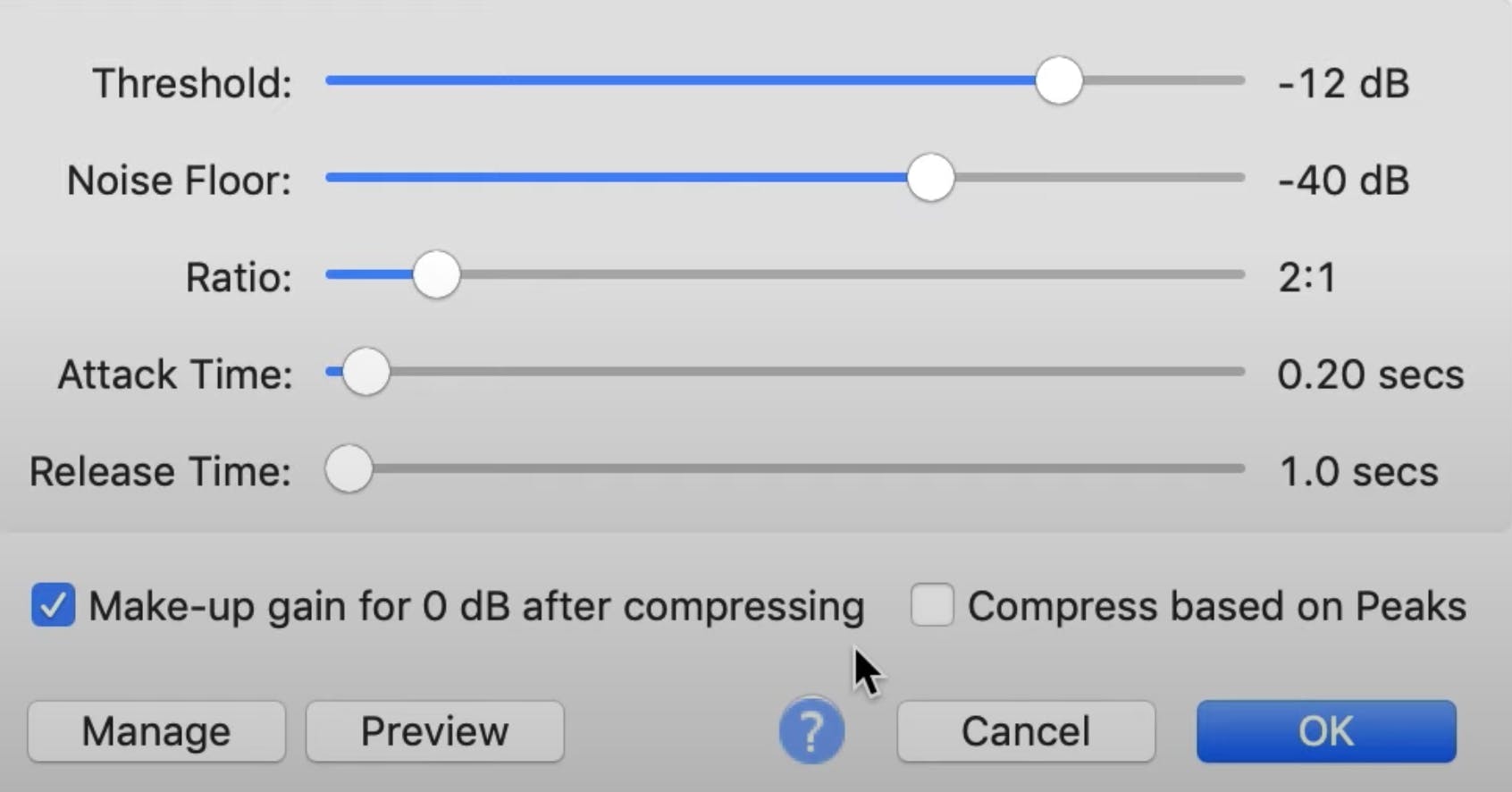 Compressor settings