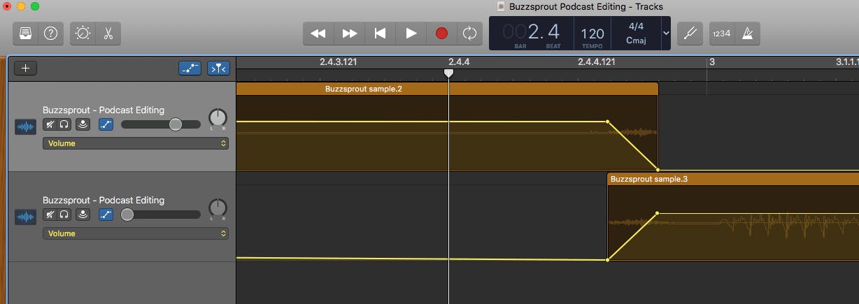 Garageband crossfade